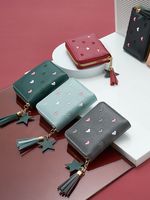 Dompet Mini Wanita Bergaya dengan Rumbai, Tempat Kartu PU, Dompet Koin Cantik, Dompet Genggam Kecil Wanita