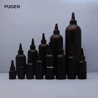 En stock, flacon de shampooing rond en plastique HDPE torsadé, flacon noir souple avec pompe, bouchon en mousse, emballage séparé pour perruques