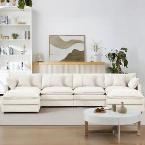 Sofá Esquinero Modular Moderno de Tela Chenille con Otomana, Extra Cómodo, para Sala de Estar Pequeña - Product Image 2