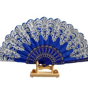 Abanico Plegable de Estilo Nacional Chino para Danza del Cheongsam, Abanico Plegable Español Dorado - Product Image 5