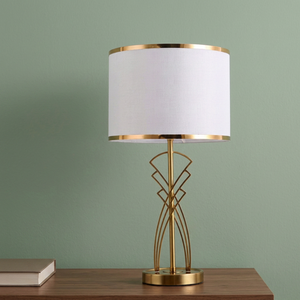 Modern Metal Coastal Table Lamp Beige Fabric <b>Drum</b> <b>Shade</b> E27 LED Warm White <b>Light</b> Bedroom Decorative Lighting AC 110V - Product Image 3