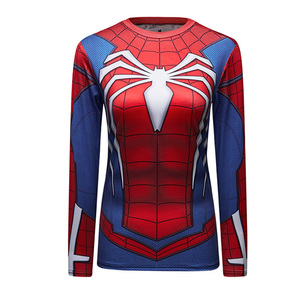 <span class=keywords><strong>T</strong></span>-<span class=keywords><strong>shirt</strong></span> a compressione da <span class=keywords><strong>donna</strong></span> con stampa completa di vestiti da allenamento per supereroi - Product Image 1