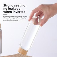 Bouteille de sport en verre réutilisable avec sangle de transport en coton, couvercle en bambou naturel, gobelet à eau en verre portable pour les voyages en plein air, logo personnalisé