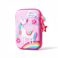 Sac à pochette licorne à fermeture éclair, adorable sacoche scolaire de couleur de stockage personnalisée kawaii pour stylos crayons