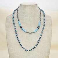 Ensemble de 2 colliers à nœud turquoise de style occidental, perles d'imitation de style navajo, collier ras du cou bohème, bijoux du sud-ouest pour femmes, vente en gros