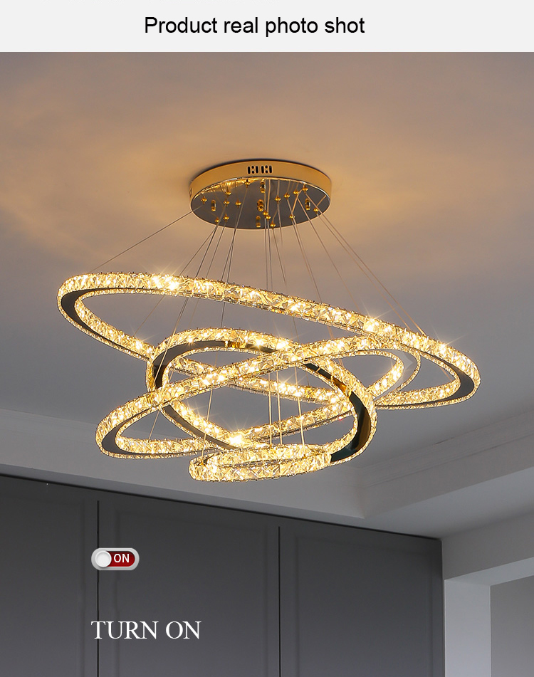 China  Living Room Bedroom Decorative Round Ring led large chandelier luxury  villa staircase art deco circle metal chandeliers