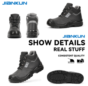 Zapatos de Seguridad JIANKUN de Alta Calidad, Más Vendidos, de Cuero Repujado Antideslizante, PU+PU, Anti-Aplastamiento/Pinchazos, con Puntera de Acero para Hombre - Product Image 6