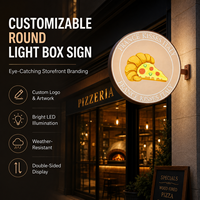 Enseigne publicitaire LED ronde personnalisée pour extérieur, type Pizza Blade, avec éclairage LED pour entreprises