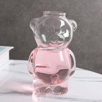 Verres personnalisés réutilisables en forme d'ours mignon pour boissons glacées, avec couvercle de bouteille et tasses en verre