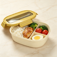 Boîte à bento en plastique PP, 3 compartiments, réutilisable, résistante aux chocs, aux taches et aux odeurs, pour la maison, le bureau, l'école, la préparation des repas