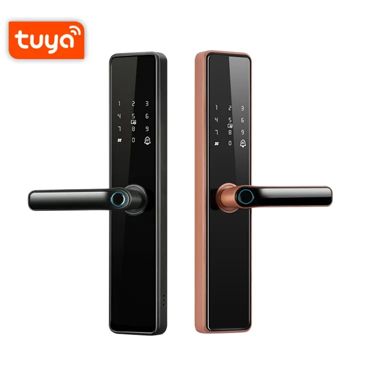 Bilixo biometric smart wifi tuya Fingerprint handle smart door lock for home electronics Locker Locks with USB Charging Black