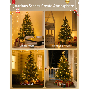 Aigostar 108 LED 1.8m luci dell'albero di Natale IP44 impermeabile a forma di fiocco di neve bianco caldo con 8 modalità - Product Image 5