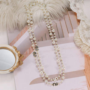 Высококачественные многослойные бусы женские очаровательные дизайнерские жемчужные бусины длинное подвесное Женское Ожерелье - Product Image 5