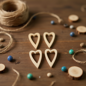 Accessorio in Legno a Forma di Cuore Ilan 45x22mm 4 Pezzi per Decorazioni Artigianali - Product Image 2
