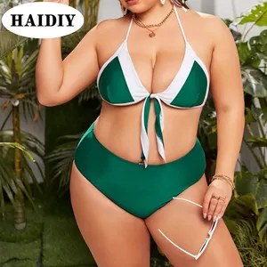 Hersteller Großhandel Custom New Solid Plus Size Sexy Bikini Beach wear High Waist Frauen Cutout Bademode
