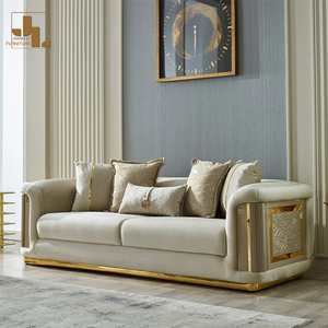 Hotel im italienischen Stil Villa 3 2 1 Akzent Sofa Modernes Wohnzimmer Wohnzimmer Luxus Khaki Samt Sofa Möbel Set - Product Image 3