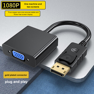 Adaptateur convertisseur DP vers <span class=keywords><strong>VGA</strong></span> plaqué or (mâle-femelle) avec blindage tressé, prise en charge 1080P pour ordinateur de bureau, ordinateur portable, moniteur PC - Product Image 2
