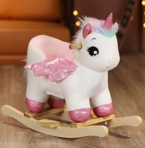 Lâu đài màu Xanh Ngựa Kỳ Lân trẻ em Rocking ngựa dễ thương Đồ chơi trẻ em với âm nhạc sang trọng Rocking ngựa - Product Image 5
