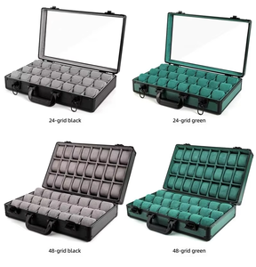 Estuche para Relojes de Aleación de Aluminio con Ventana Transparente, Múltiples Ranuras, Gran Capacidad, Forro de Terciopelo Verde para Coleccionistas de Relojes - Product Image 2