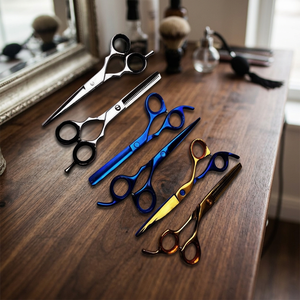 Premium Barber Stainless Steel Right-Handed Hair Scissors Kit 26 Teeth Medium <b>Handle</b> Professional Salon <b>Shears</b> Set for Precision - Product Image 2