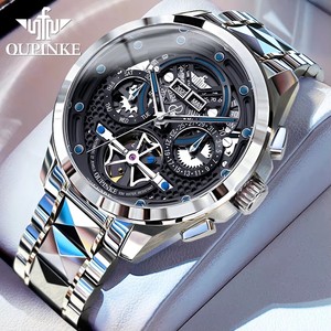 นาฬิกาข้อมือผู้ชาย OUPINKE 3249 รุ่น Flywheel Skeleton แฟชั่น นาฬิกาจักรกลอัตโนมัติของแท้ แบรนด์หรู กันน้ำ - Product Image 1
