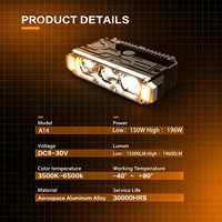 Feu de calandre LED super lumineux A14 196W 32V à trois lentilles 19600LM, tricolore, Canbus, pour camion, voiture, moto