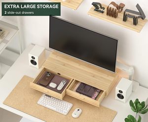 JQ Có Thể Điều Chỉnh PC Và Máy Tính Xách Tay 34 Inch Gỗ Bàn Kép Gỗ Đứng Loa Đứng Giá Ba Màn Hình Gắn Kết Màn Hình Gắn Kết - Product Image 5
