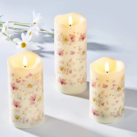 Bougie pilier en cire de paraffine sans flamme LED 3D, fonctionnant sur piles, écologique, imprimée UV, télécommande, décoration intérieure, Noël, fêtes