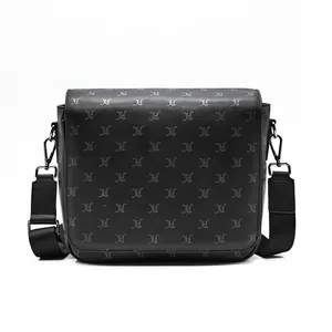 Wholesale Custom Crossbody Sling Shoulder Bags Mens Casual Fashion Printed Genuine Leather Messenger Bag