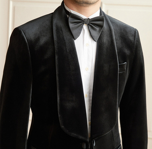 <span class=keywords><strong>Veste</strong></span> de <span class=keywords><strong>Costume</strong></span> <span class=keywords><strong>Homme</strong></span> en <span class=keywords><strong>Velours</strong></span> Slim pour Banquet, Col Châle, Un Bouton, Double Fente, Haute Qualité, Collection Automne-Hiver - Product Image 5