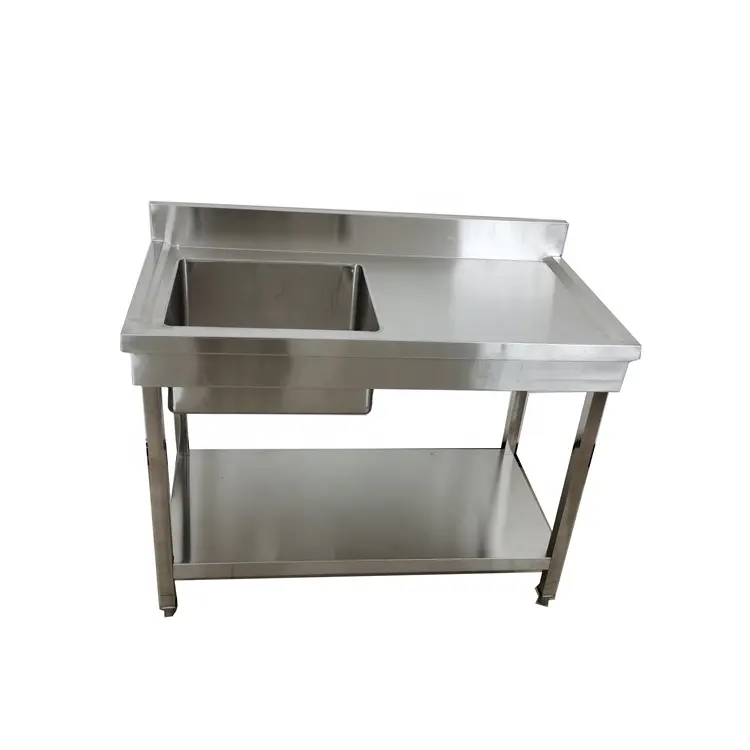 Well designed restaurant kitchen stainless steel table with single bowl sink