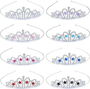 BELLE WORLD InSowni 8 Pièces Serre-têtes Scintillants Argentés avec Couronne Étoile en Strass pour Femmes et Filles, Accessoires de Tête pour Mariage, Anniversaire, Bal de Promo - Product Image 1