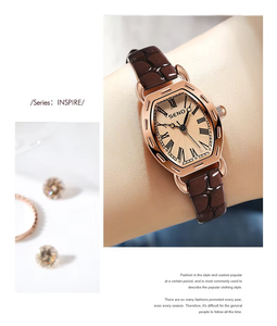 핫 SENO S053 여성의 유행 럭셔리 석영 시계 방수 타원형 클래식 커피 컬러 다이얼 합금 로마 숫자 저울 - Product Image 4