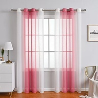 Cortinas de Poliéster Transparentes con Degradado y Ojales, Semi-sombreadas para Salas de Estar, Dormitorios, Balcones y Ventanas Abatibles