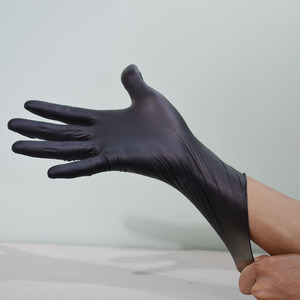 Gants jetables en nitrile noirs, bouts texturés antidérapants, poignet élastique, sans poudre, sans latex, usage général - Product Image 3