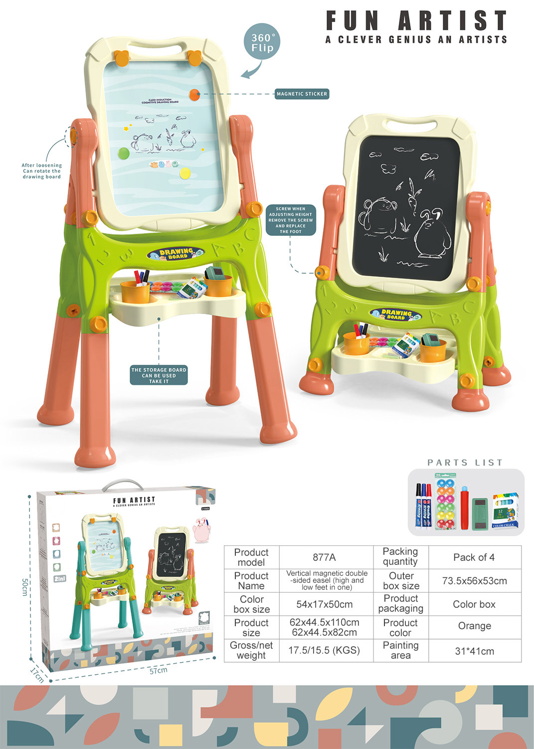 877A-Naranja-Patas de mesa altas y bajas 2 en 1