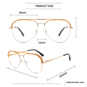 Vente en gros de lunettes de vue vintage en métal pour hommes et femmes, montures optiques pilote à double pont, sur mesure, logo personnalisé, fabricant OEM - Product Image 3