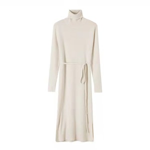 Autunno nuovo maglione a maniche lunghe a forcella aperta a coste lavorato a maglia da donna nero con risvolto semplice stile naturale per azienda di <span class=keywords><strong>abbigliamento</strong></span> - Product Image 1