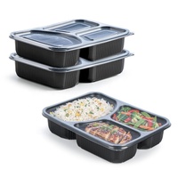 Boîte à repas micro-ondable YANGRUI FG2-03, 37 oz (1100 ml), PP, 3 compartiments, pour restaurant et plats à emporter