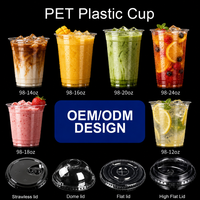 Gobelets en plastique PET transparents personnalisés avec logo, diamètre 90 mm, 16 oz, gobelets jetables pour smoothies avec couvercles assortis pour les magasins de boissons