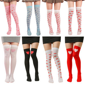 Atacado Engraçado Lábios Coração Imprimir Sheer Slik Meia Meias Com Arco Valentine Coxa Alta Mulheres Meninas Meias - Product Image 1