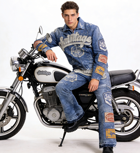 Ensemble de survêtement streetwear pour homme avec broderie appliquée personnalisée par le fabricant, veste délavée à l'acide et jean en denim - Product Image 2