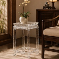 Support à fleurs carré multifonctionnel en acrylique transparent effet glace, style chinois classique, design moderne-chinois de luxe