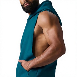Exclusive Men's <b>Sleeveless</b> <b>Hoodie</b> Workout Shirt Stretch Athletic Fabric Comfortable Training Fit Custom Logo Colors Sizes - Product Image 4