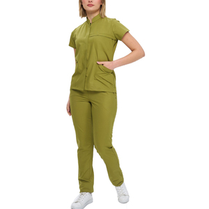 Conjunto de uniforme médico de algodón tejido de longitud extendida, con parte superior y pantalón de bajo ligeramente más largo, ajuste cómodo para personas altas, ideal para jóvenes mayores y profesionales de la salud. - Product Image 5