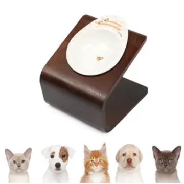 Dropshipping Best Seller Small Animal Wood Tilted Pet Food Bowl Feeder For Dog Cat