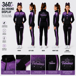 Chándal de Sublimación Personalizado para Animadoras, Chaqueta con Cremallera y Pantalones con Diseño de Estrella Degradado, Uniforme de Entrenamiento para Animadoras de Secundaria - Product Image 6