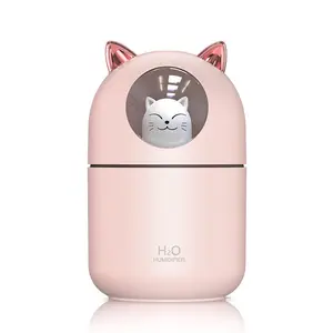 크리스마스 최고의 선물 미니 애완 동물 고양이 공기 가습기 Led 야간 조명 USB 초음파 가습기 침실 사무실 가습기