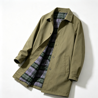 Veste coupe-vent streetwear personnalisée pour homme, trench-coat en coton, col rabattu, couleur unie, doublée, manteau d'automne