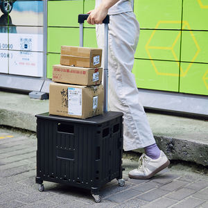 Оптовая продажа складная пластиковая тележка для еды Складная ручная тележка для покупок с подстаканником - Product Image 6